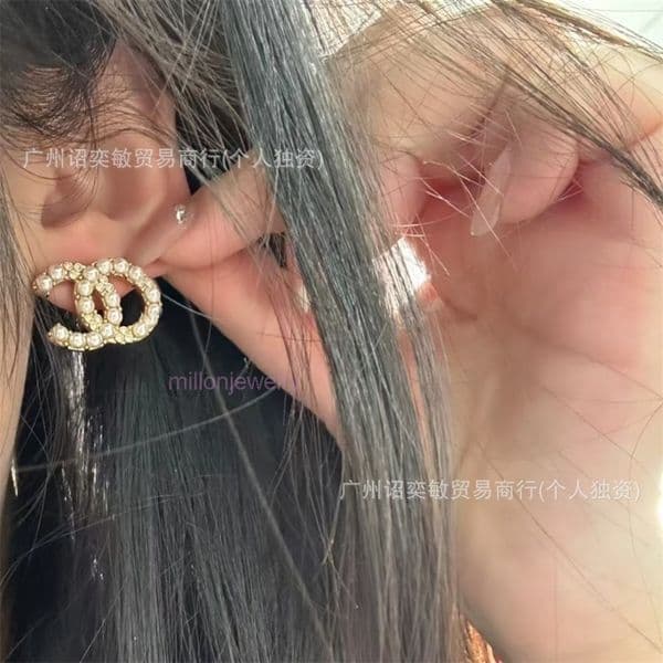designer earrings cc Earrings Full Diamond Pearl Stud Earrings for Women Fashion Earrings channels jewelry