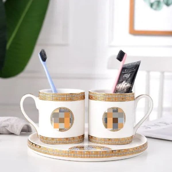 Designer Couple Toiletries Ceramic Dental Rack Gargle Tooth-Cleaners Tooth Cup European h Five-Piece Bathroom Set Six Free Shipping 12