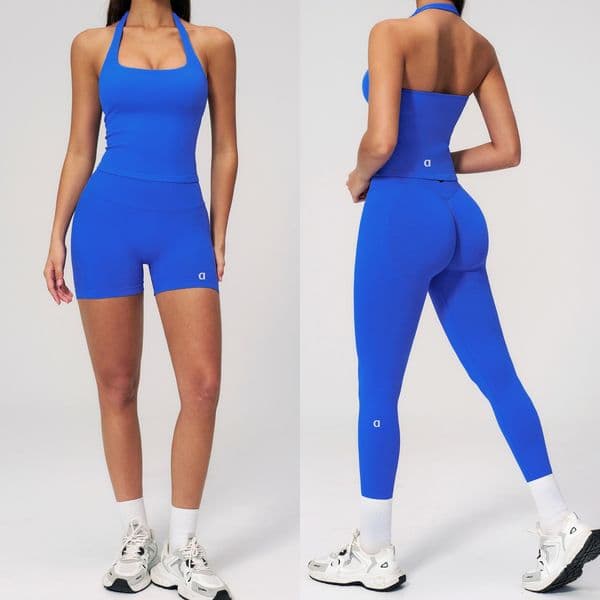 A2115 Women's Seamless Knit Quick-Dry Sports Vest Set Peach-shaped Seamless Yoga Pants Knitted Tight Yoga Shorts