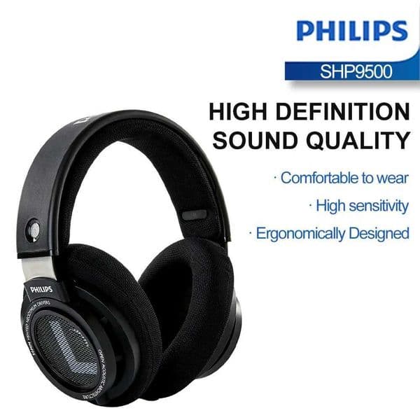 Philips SHP9500 Head-mounted Wired Headphones HiFi Stereo Earphone Monitor Class Music Earbuds E-sports Game Universal Headset J260423