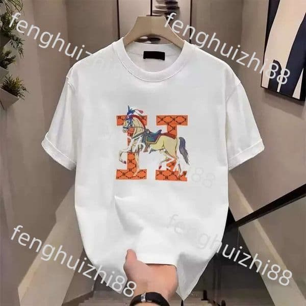 2026 Neck Embroidered Short Sleeve Summer Fashion Men's Trendy Casual Couple Light Luxury T-Shirt Versatile Cfa