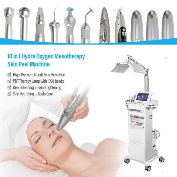 Ace Ace Ace Skin Care 10 In 1 Micro Facedermabrasion Skin Exfoliating Dermabrasion Mesotherapy Needleless Oxygen Jet Skin Facete PDT LED Wrinkle Remove