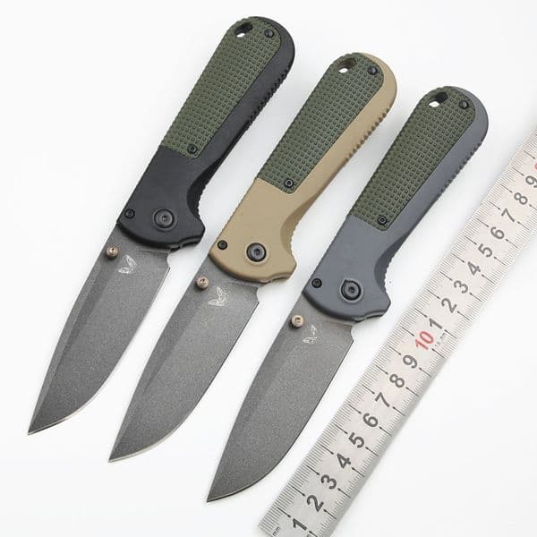 BM 430 Redoubt Folding Knife 3.55 CPM-D2 Graphite Black Plain Blade Grivory Handles 430BK Camping folding knife Tool with Clip Pocket Knife