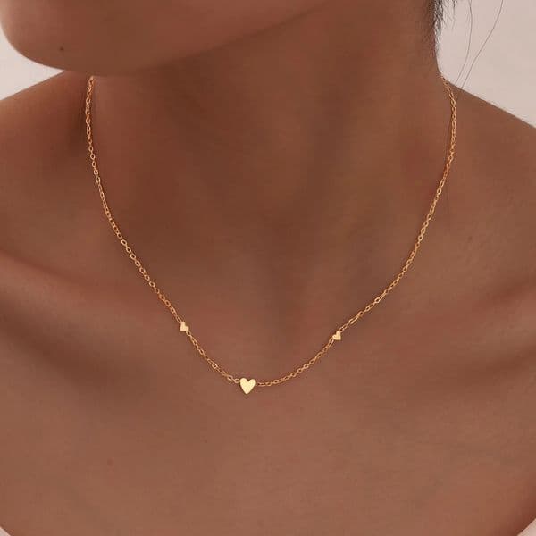 316L Stainless Steel Mini Heart Clavicle Chain Choker Necklace Women Simple Jewelry 260424