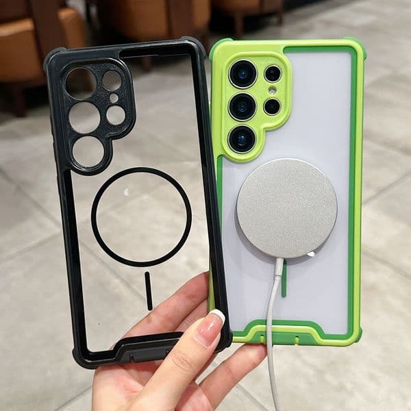 For Samsung S26 Phone Case Shockproof MagSafe for Samsung Galaxy S25 ultra S24plus S23 S26ultra S24 Full Body Protection colorful Clear Acrylic Shockproof Cases