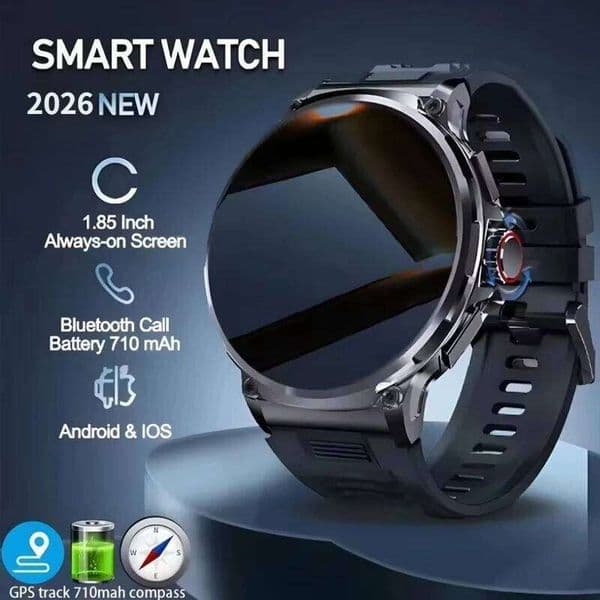 2026 GPS Smart 1.85-Inch AMOLED Screen 710mAh Bluetooth Call Heart Rate Health Monitoring 400+Dial Watch For Android IOS 26H0420