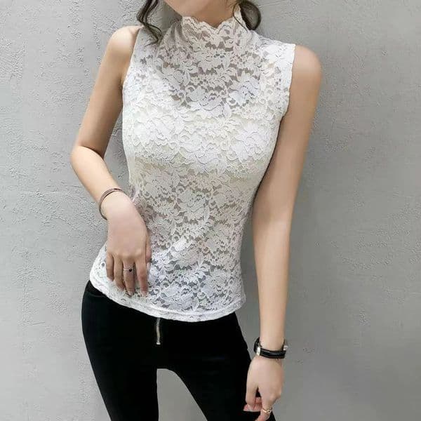 Elegant Womens Floral Lace Tank Tops T Shirt With Elastic Sleeveless Red Black White SXL Stretch Rose Camisole For Girls 260423