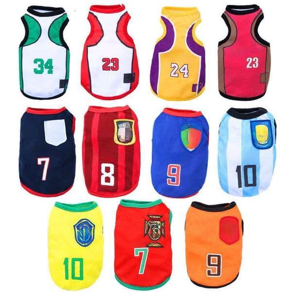 Pets Jersey Dog Clothes Puppy Sportswear Dog Apparel Pet European Jerseys Cat And Dog Basketball Uniforms World Cup Clothing Summer Breathable Thin Style