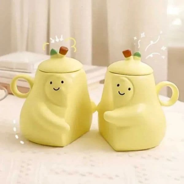 Luxury Designer Decor Couples Mugs Ceramic Shape Anti-Scald Mug Never To Be Separated room Hugging Pear Milk Water Cups Xmas Valentines Day 12 9