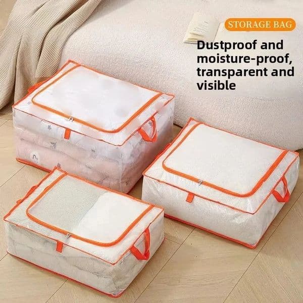 1pc Quilt Storage Bag Large Capacity Foldable Dust-proof Storage Bag Waterproof Home Use Transparent Storage Bag For Clothes 260423