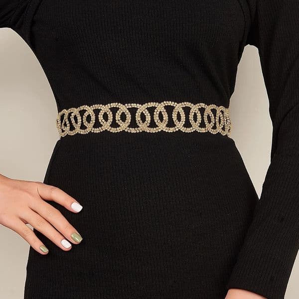 Wedding Full Rhinestone Circle Decor Belt Double Circle Waist Hollow Metal Waist Chains Beach 260423