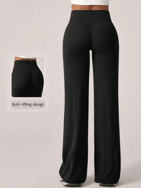 Women's Pants Womens Mid Waist Yoga Straight Leg Minimalist Stretchy Booty Lifting Wide Trousers Naked Feel Pilates Running Sports Jeans