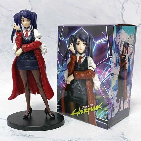 Cyberpunk Anime Bartender Action Gillstin Ray 2D Anime Girl Figurine Model DisplayL260424