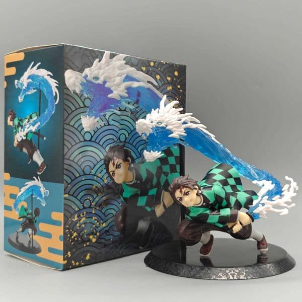 Red Flame Fire Dragon Pattern Blade Samurai Figure Blind Box Ancient Style Armor Design Tanjiro Kamado AnimeL260424