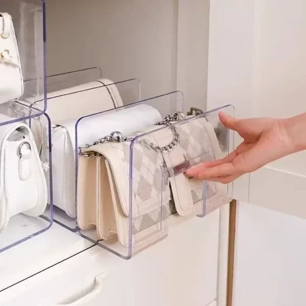 Acrylic Handbag Storage Rack 4 Grids Divider Organizer y Bags Storage Rack for Women Transparent Partition Display Cabinet 260423