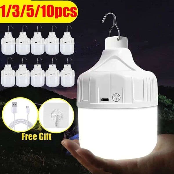 1-10pcs High Power LED Portable Outdoor USB Rechargeable Camping BBQ Lamp Search Light Emergency Bulb S260423