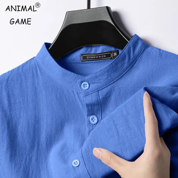 Linen Cotton Shirts for Men Lightweight Long Sleeve Henley Streetwear Beach Breathable Shirt Hawaiian Large T 260423