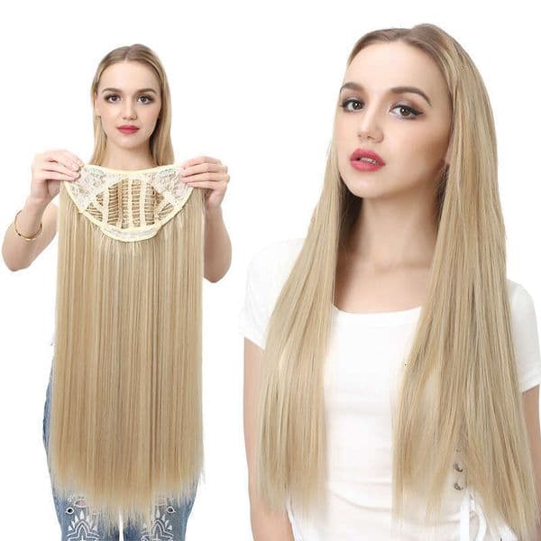 European And American Women's Synthetic High-Temperature Fiber U-Shaped Half Wig Seamless One-Piece Long Straight Hair