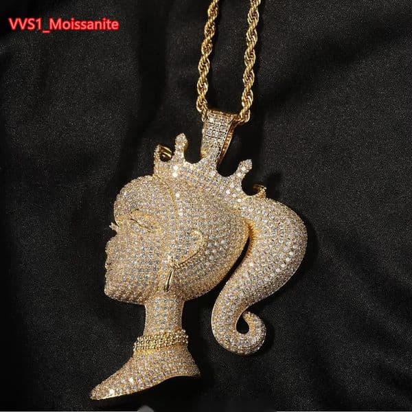 Girls Pendant Iced Out 925 Silver Gold Plated Vvs d GRA Moissanite Diamond Name Pendant Fine Jewelry Hip Hop Pendant Custom