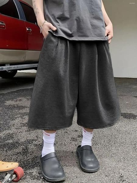 Men's Shorts Summer Casual Sports Mid-Length Loose Street Style With Elastic Waistband And Pleated Hem For Strong Draped Look