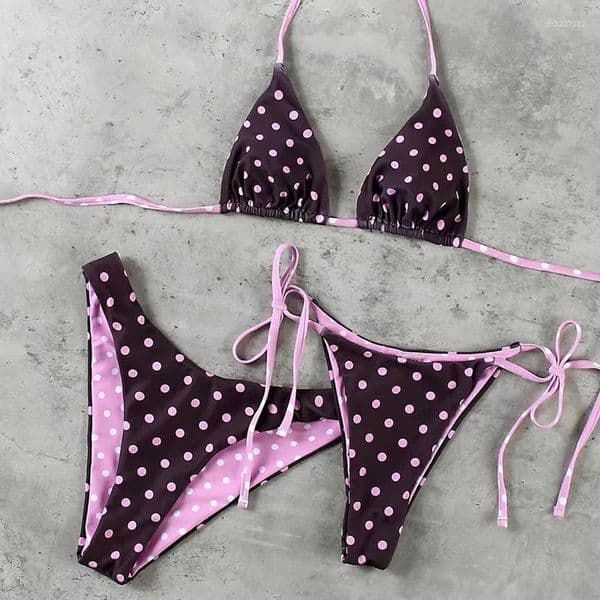 Women's Swimwear Sexy Micro Bikini 2026 Women Polka Dot Bikinis Three-piece Set Push Up Brazilian Swimsuit Split Bathing Suit Lace