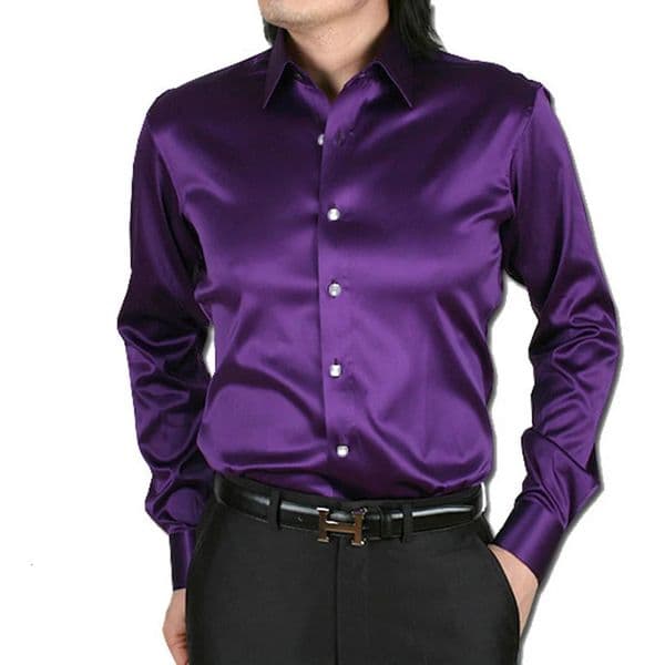 Mens Silky Shirts Long Sleeve Fashion Loose Casual Silk Like Men Dress Shirt Plus size Wedding Party Stage Clothes 260424