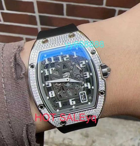 Luxury Watch R67-01 Platinum Full Diamond Ultra Thin Hollow CRMA6 Movement Wristwatch Designer Watch Automatic Mechanical yqtgood
