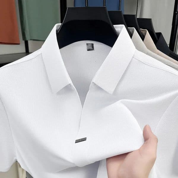 Mens Casual and Fashionable Solid Color Short Sleeved Polo Shirt Comfortable and Versatile Summer T-shirt 260424