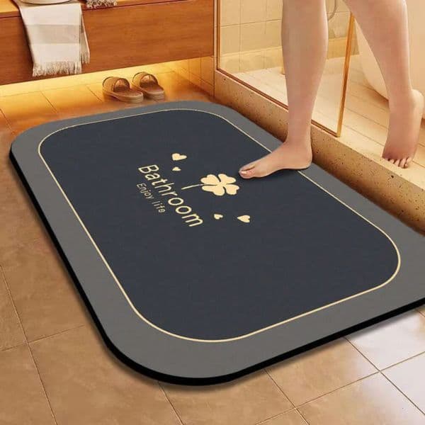 Designer Bath Mat-Rubber Backing Non Slipthin Rugs h Fit Under Door- Quick Dry Absorbent Faux Suede Surface Grey Bathroom Floor Mats Free Shipping 10