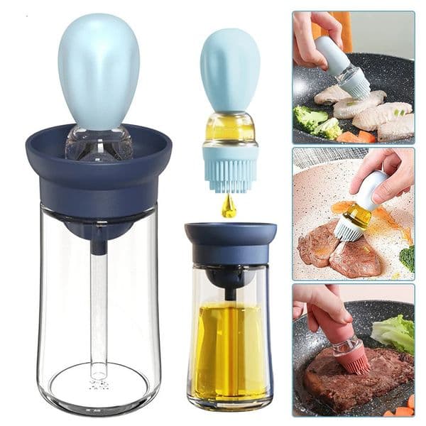 Portable Kitchen Oil Bottle Silicone Brush Control Quantitative With Barbecue Spray For BBQ Cooking Baking Dispenser 260423