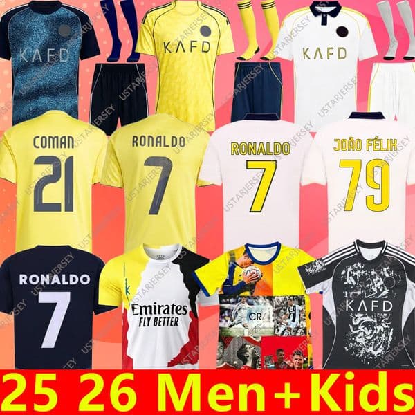 25 26 Al Nassr FC soccer Jerseys Ronaldo MANE BROZOVIC 2025 2026 Home away CR7 kids kit Martinez Talisca Ghislain Konan OTAVIO Vincent Aboubakar men Football shirt