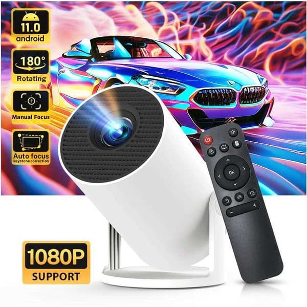 LynCast Projector 4K HD X1BQ Native 720P Android 11 Dual Wifi6 BT50 260ANSI 180 Rotatable Home Cinema Office Upgrated HY300 J260423