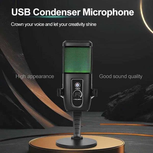 FUHAM RGB Condenser Microphone USB Recording Microphone Suitable for Gaming Podcasting Streaming and YouTube J260423