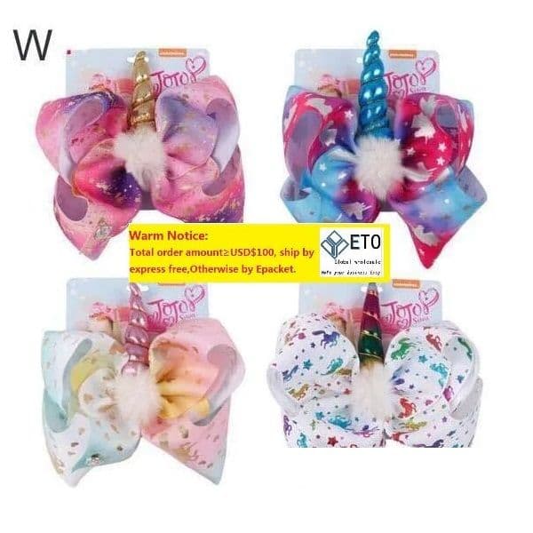INS 8 inch Girl Hair bow Lolita barrettes Rainbow Mermaid Design Girl Clippers Girls Hair Clips Christmas Bows Accessory ZZ Tax Duty Free