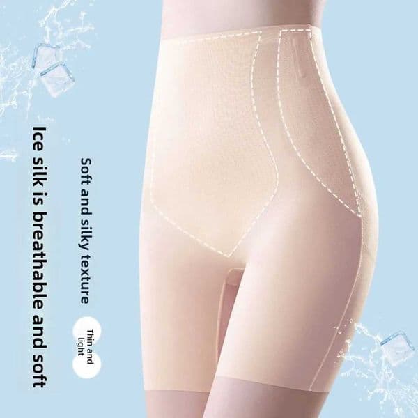 High Waist Postpartum Body Shaper Shapewear Ice Silk Seamless Underpants Thin Panties Crotch Cotton Tummy Control Underwear L260423