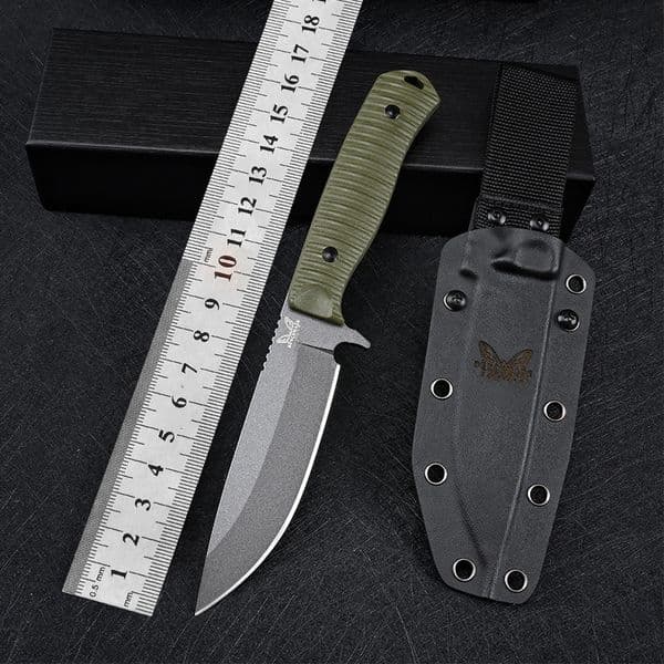 BM 539 Straight Knife with Sheath Green G10 Handle Edc Multitool Knives Utility Fishing Cutting Outdoor EDC Essential Equipment