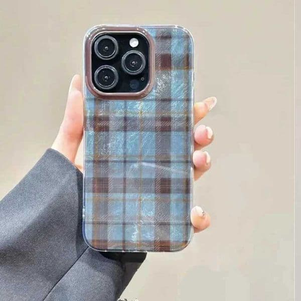 Dopamine Color Block Match Plaid Phone Case For iPhone 16E 16 15 14 13 12 11 Pro Max XS XR X SE2 7 8 Plus Grid Label Matte Cover J260423
