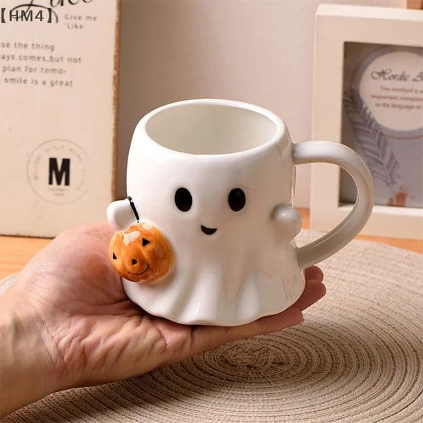 HM4Halloween Wizard Magic Jar Ceramic Mug Decorative Ornament Pumpkin Ghost Afternoon Tea Breakfast Milk Cup Halloween Gift 260423