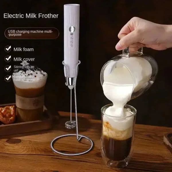 Luxury room Designer Decor Baking Milk Frother 2-In-1 USB Charging Electric Egg Kitchen Small Coffee Blender Thermomix Tm6 Cooking Tool Deco 1