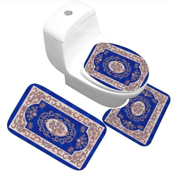 Designer Bath Mat 3 Piece Set Classical h Pattern Toilet Cover Foot Pad Non-Slip Absorbent Bathroom Door Flannel Soft Bathr Rug Carpet Small Size Free Shipping 12