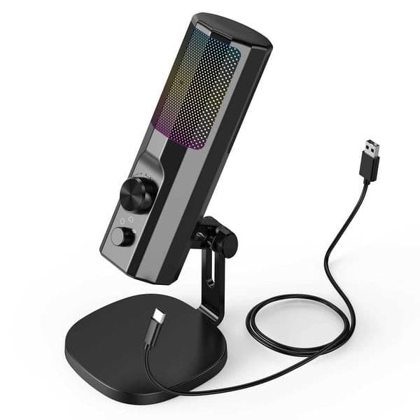 35mm Condenser Microphone with ENC Noise Cancelling RGB LED Lighting Compatible with Ideal for Stream J260423