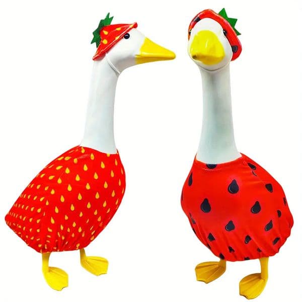 Fun strawberry themed Goose costume perfect for 23inch cement goose statue lawn porch garden and patio outdoor decorations 260423
