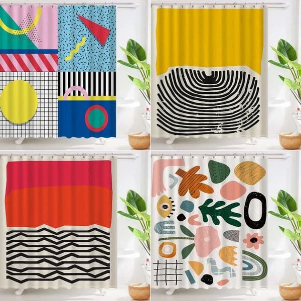 Designer Curtains Pop Art Geometric Shower Fashion Classic Abstract Colorful Bathroom Curtain Waterproof Fabric Decoration Set With h Hook Free Shipping 1
