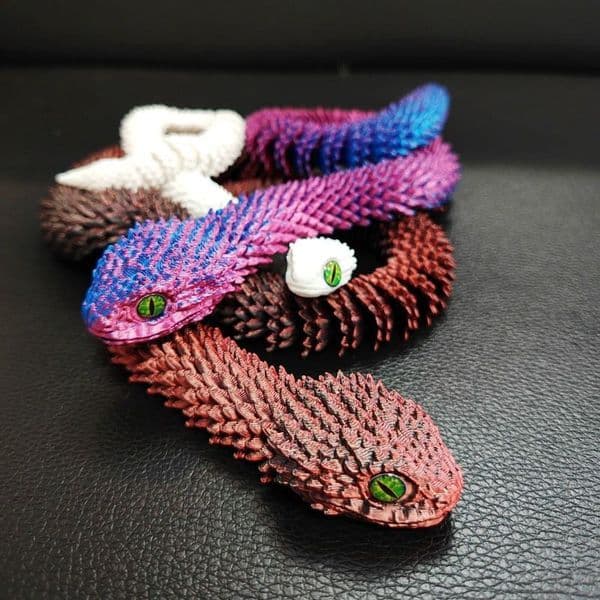 Printed Snake Model Viper Snake Figurine Movable Joint Simulation Toys Creative Desktop Car Ornaments Colorful Crafts 362 ZZ TAX Duy Free
