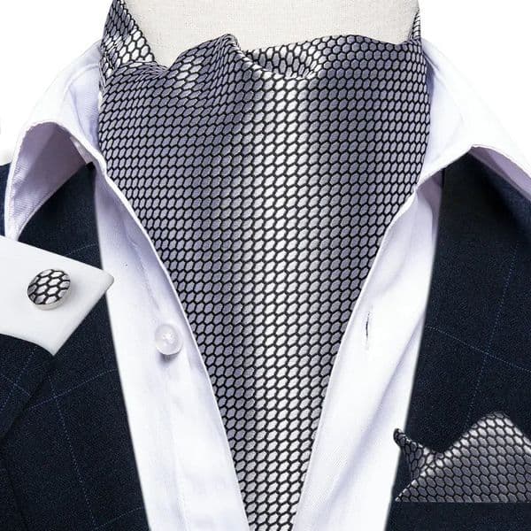 Jacquard Men Plaid Ascots Fashion Paisley Ties Wedding Formal Cravat Ascot British Gentleman Soft Polyester Gray Neck Tie260421