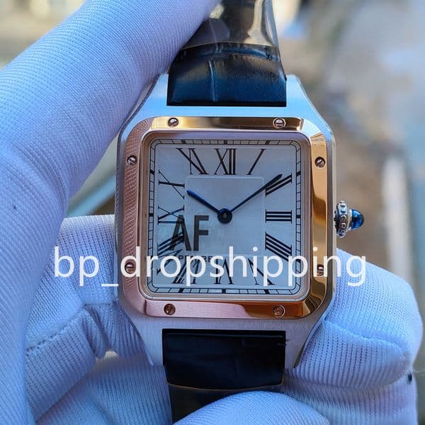 AF Factory Watches Mens 27.5x38mm 31.4x43.5mm Quartz Movement WSSA0086 Rose Gold Bezel Wristwatches Leather Bracelet AFF Men's Watch Wristwatches