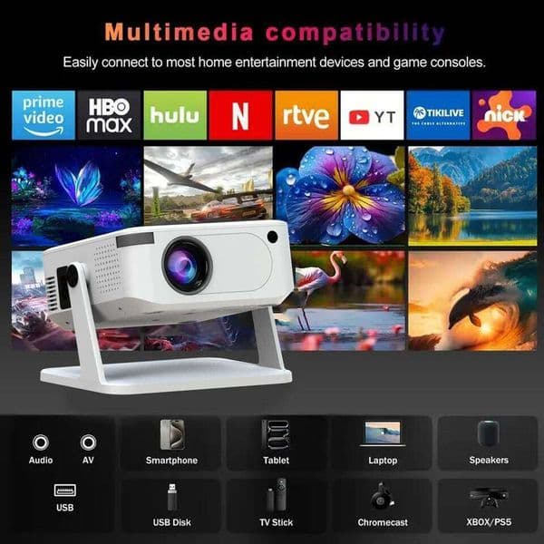 2026 World Cup Football Projector Digital Android With Holder HD Video Smart Projector Outdoor with USB Wireless Connection for Hom 26L0424