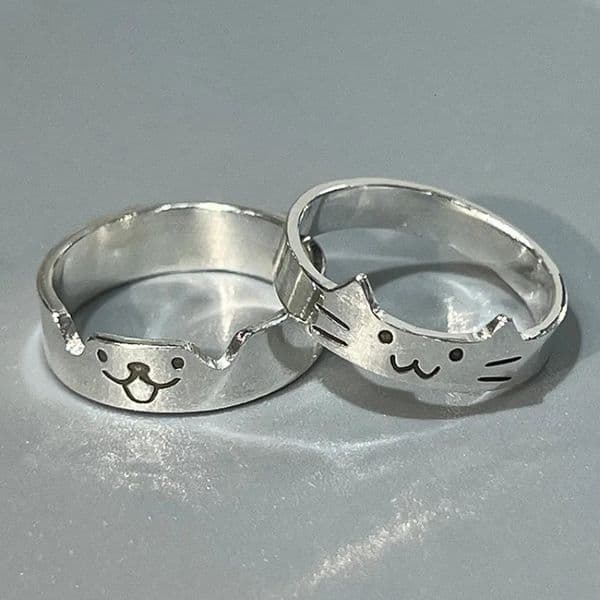12pcs Cute Animal Dog Cat Rings for Women Men Simple n Adjustable Cartoon Couple Lovers Girlfriend Wedding Jewelry 260424