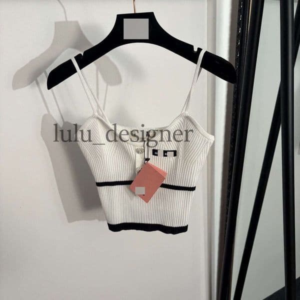 Designer tank top women High-End Slim-Fit Sexy Cute New Design Knitted Camisole With Letter Logo And Diamond-Embellished Buttons