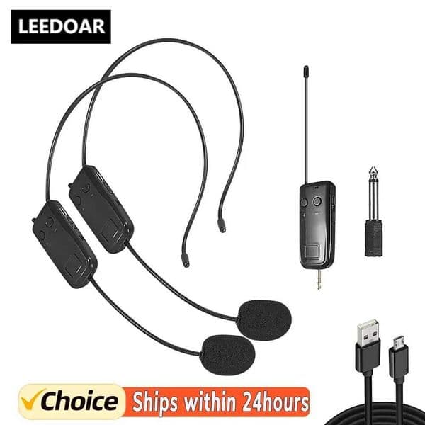 24G Head-mounted Wireless Lavalier Microphone Set Transmitter with Receiver for Amplifier Voice Speaker Teaching Tour Guide J260423KIAP